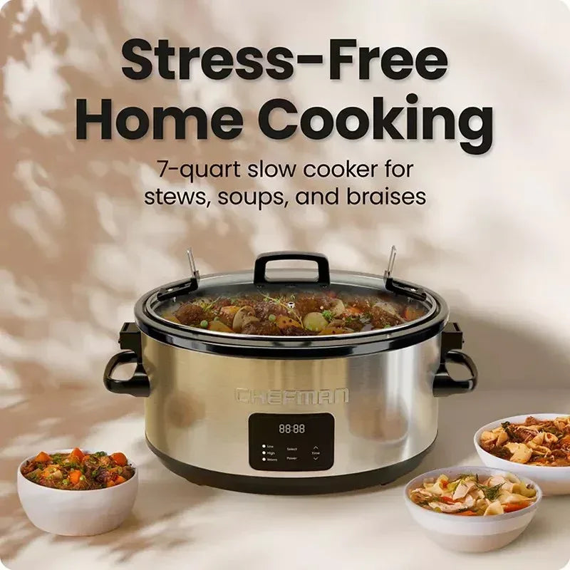 Chefman 7-Qt. Programmable Slow Cooker with Locking Lid