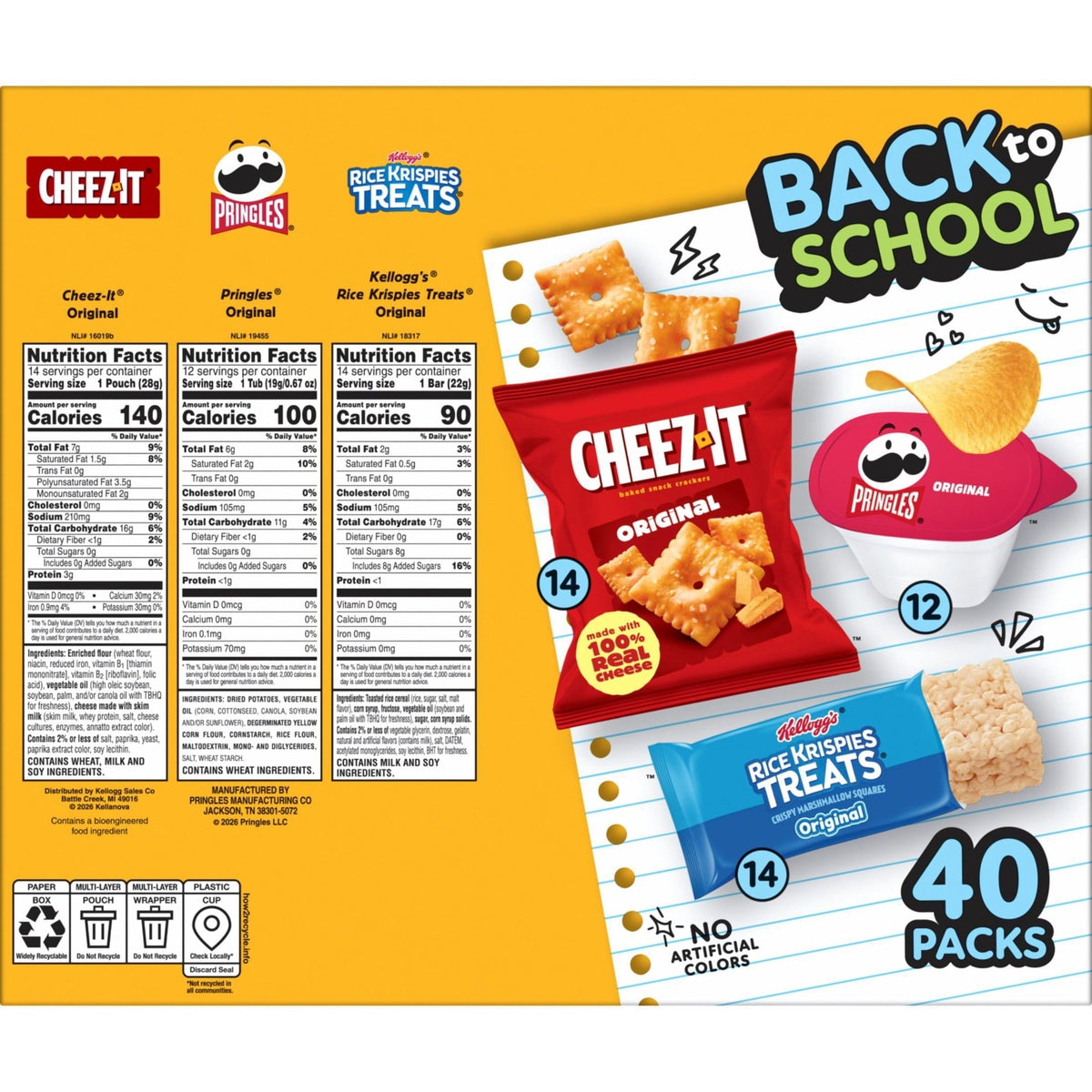 Classic Snack Mix Cheez-It Pringles RKT Variety Pack, 40 ct.