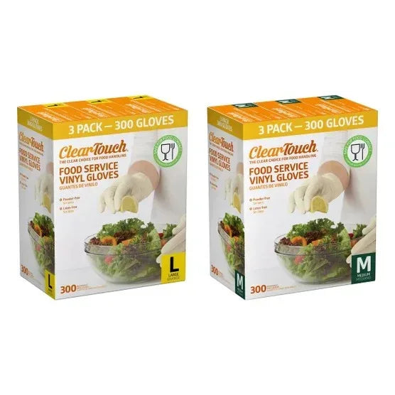 Clear-Touch Vinyl Food Service Gloves, 100-count, 3-pack