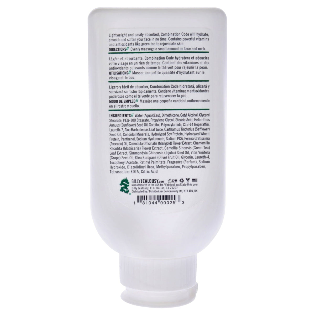 Combination Code Face Moisturizer by Billy Jealousy for Men - 3 oz Moisturizer