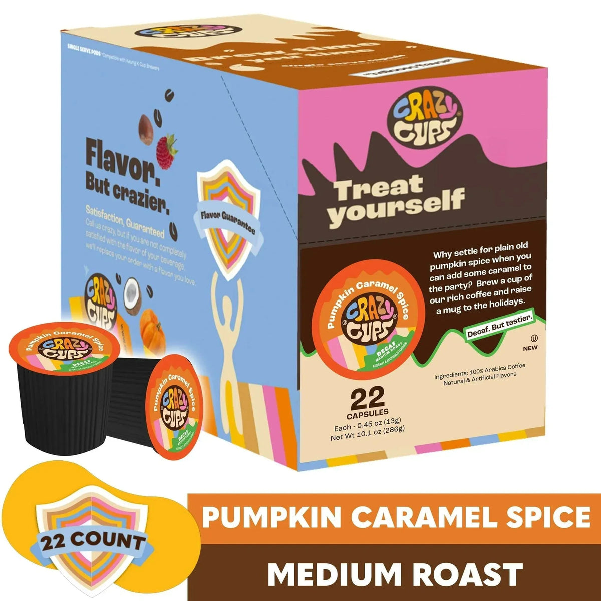 Crazy Cup Decaf Blueberry Cobbler Coffee Pods, in Recyclable Single Serve Cups For Keurig K Cups Machines, 22 Count