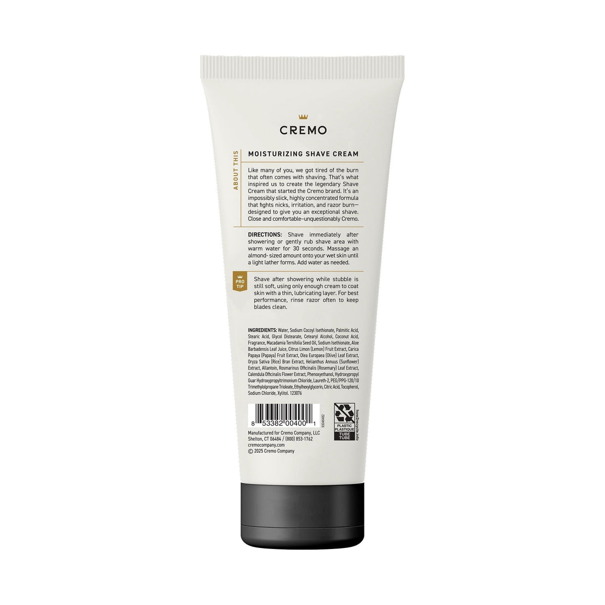 (2 pack) Cremo Sensitive Skin Concentrated Shave Cream, Unscented, 6 fl oz
