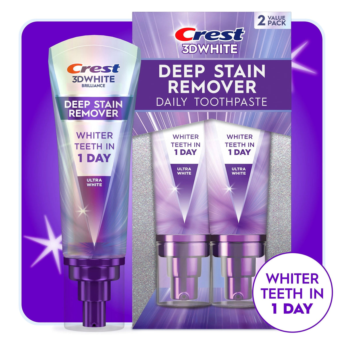 Crest Toothpaste 3DWhite Deep Stain Remover Ultra White - 3.1oz/2pk