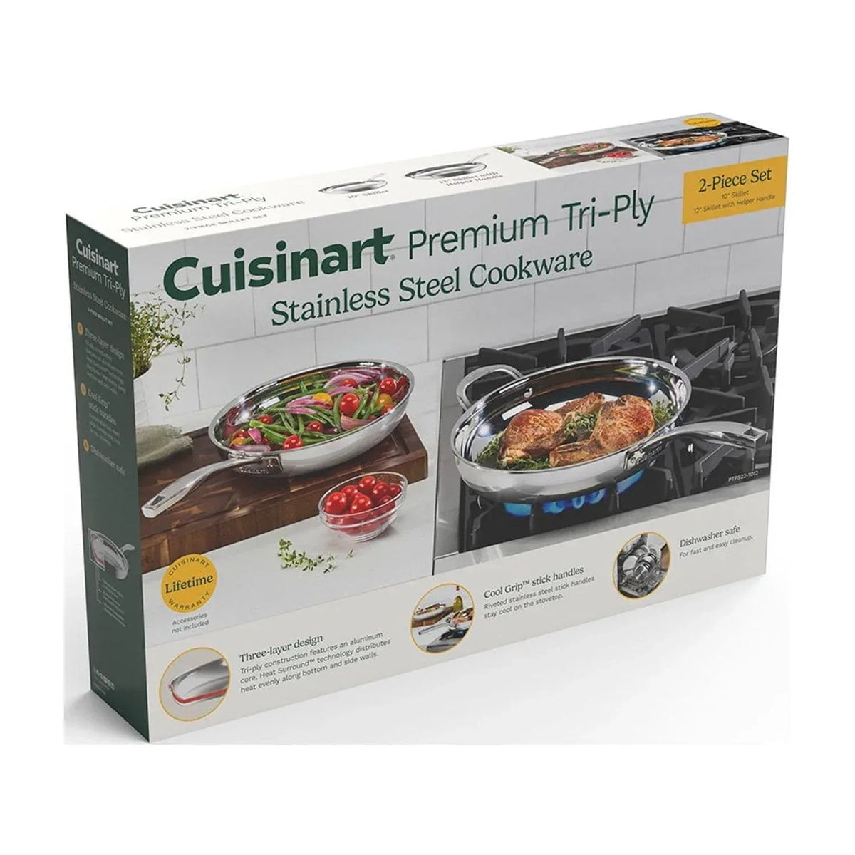 Cuisinart 2-Piece Premium Tri-Ply 10” & 12” Skillet Set