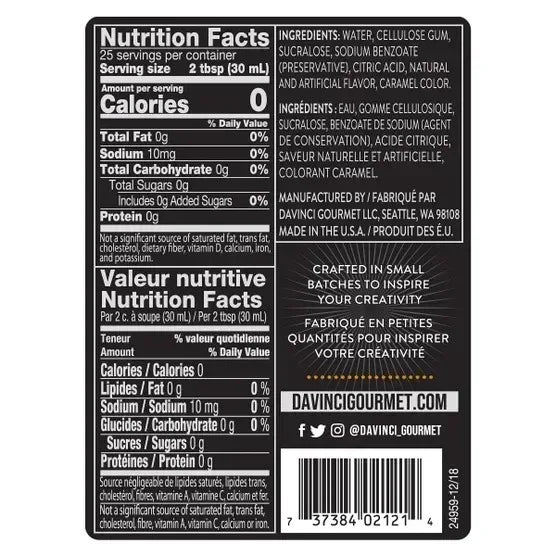DaVinci Sugar Free Caramel Syrup, 25.4 oz