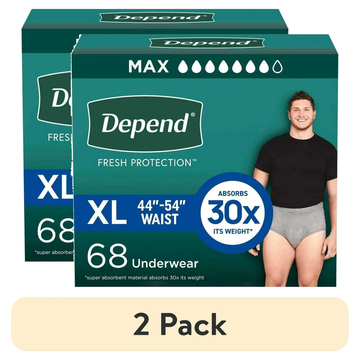 Depend Fresh Protection Incontinence Underwear for Men, Adult Diapers, XL, 26 Count
