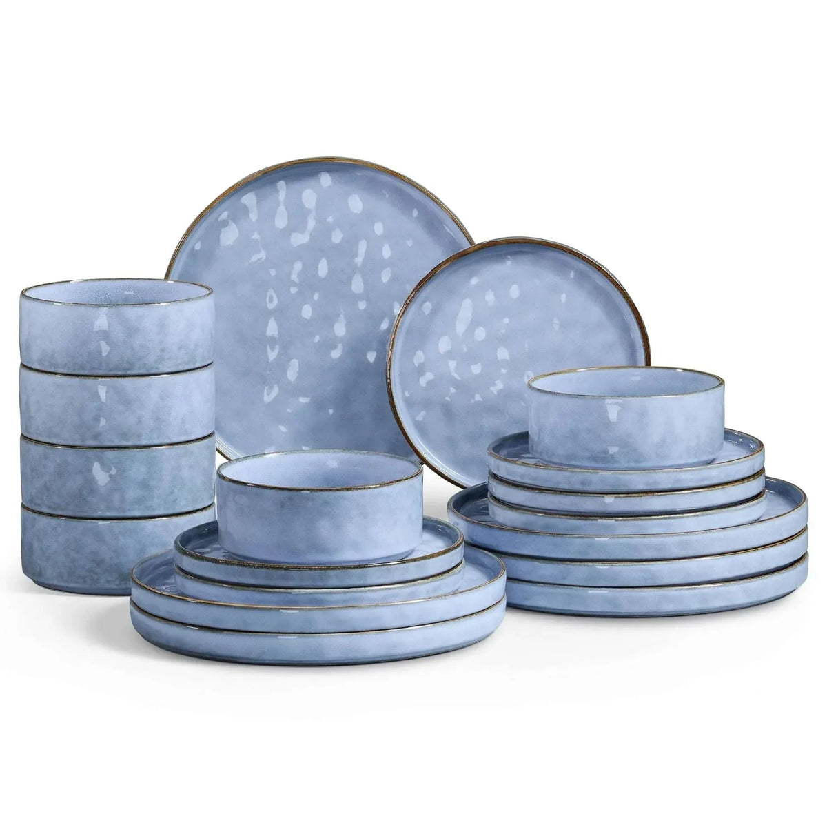Onader Dinnerware Sets for 6, 18-Piece Plates and Bowls Set, Stoneware Dish Set for Kitchen, Ceramic Dinnerware for Home Restaurant, Chip and Scratch Resistant, Microwave and Dishwash, Reactive Green