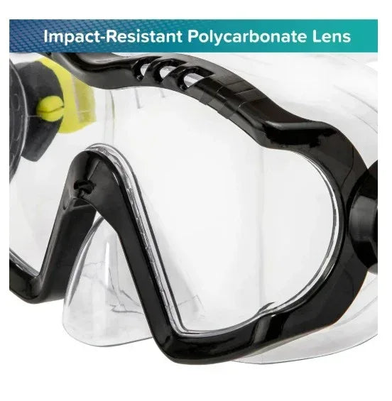Dolfino Latex Free Adult Swim Mask, Black/Yellow, Ages 12+