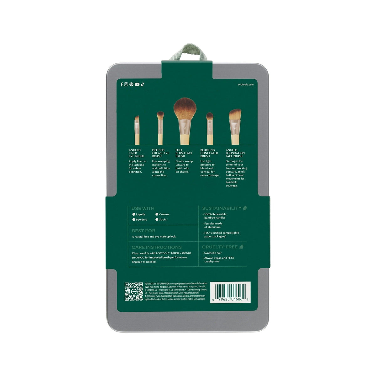 EcoTools Start the Day Beautifully Makeup Brush Kit with Storage Tray, 6 Piece Set