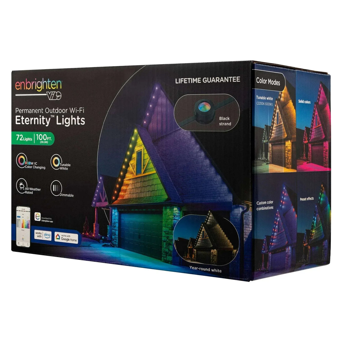 Enbrighten 100ft Permanent Outdoor Wi-Fi Eternity Eave Lights