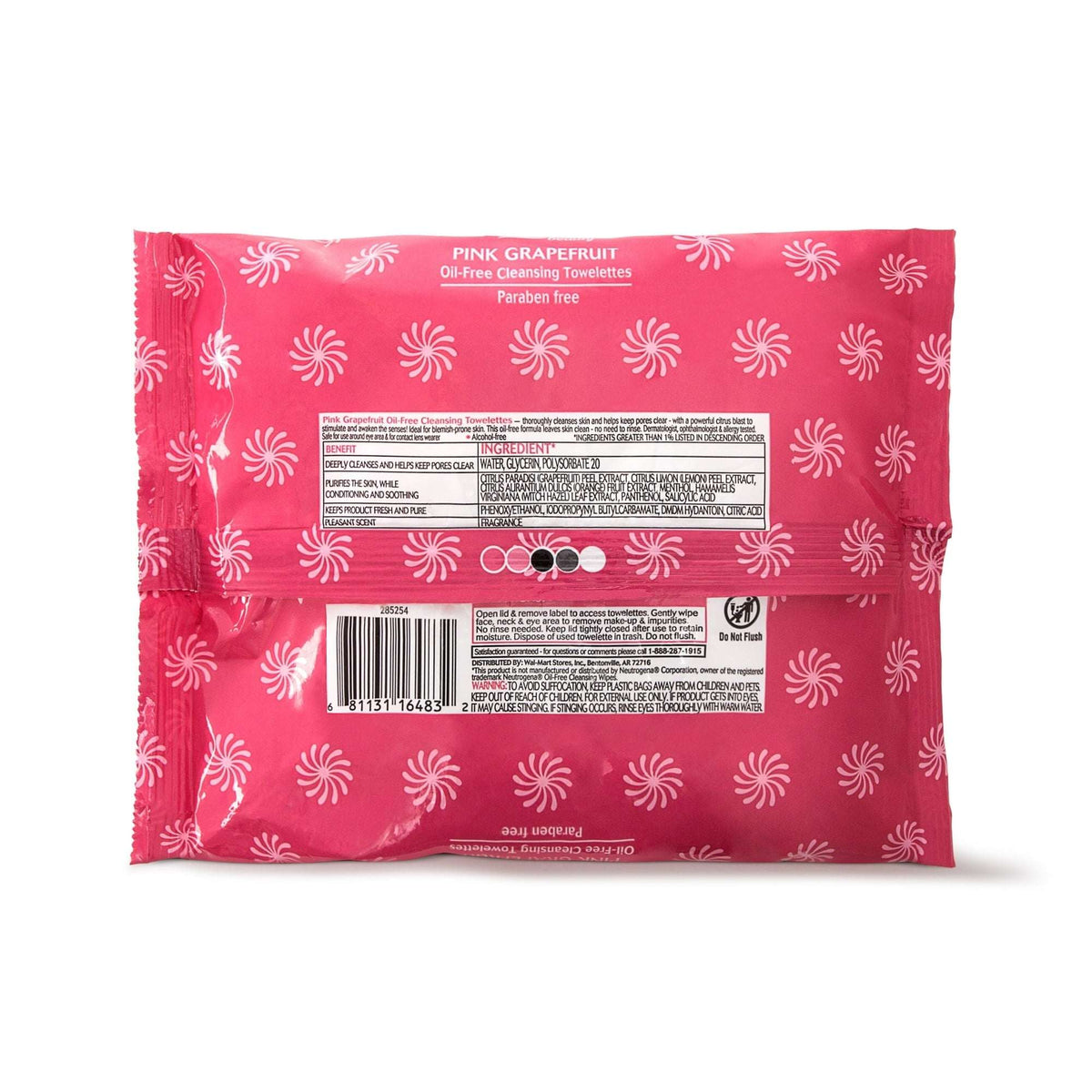 Equate Beauty Pink Grapefruit Oil-Free Cleansing Towelettes, 40 Count
