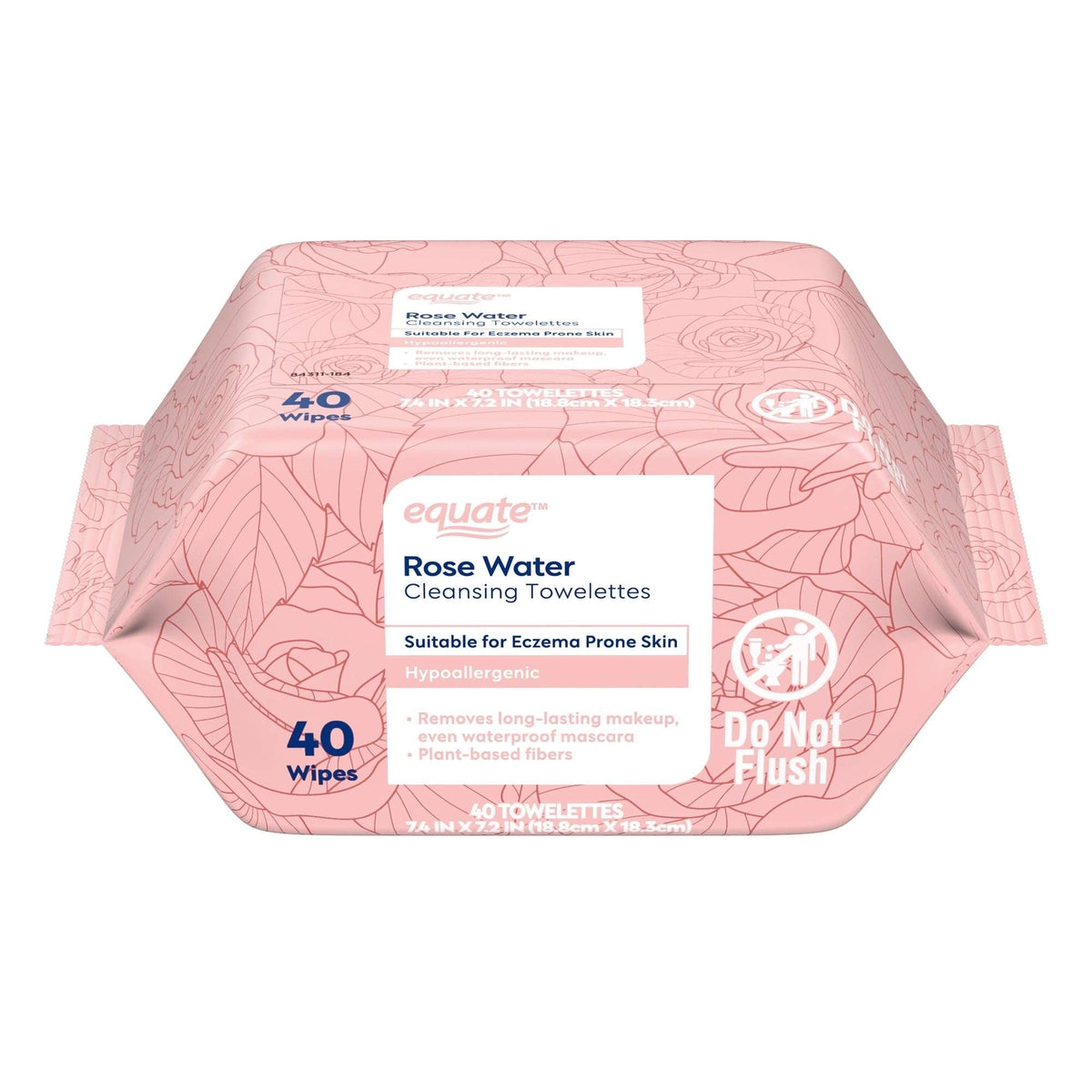 Equate Rose Water Cleansing Towelettes, 40 Count