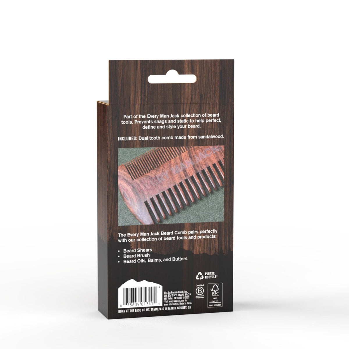Every Man Jack Beard Comb Ebony Wood