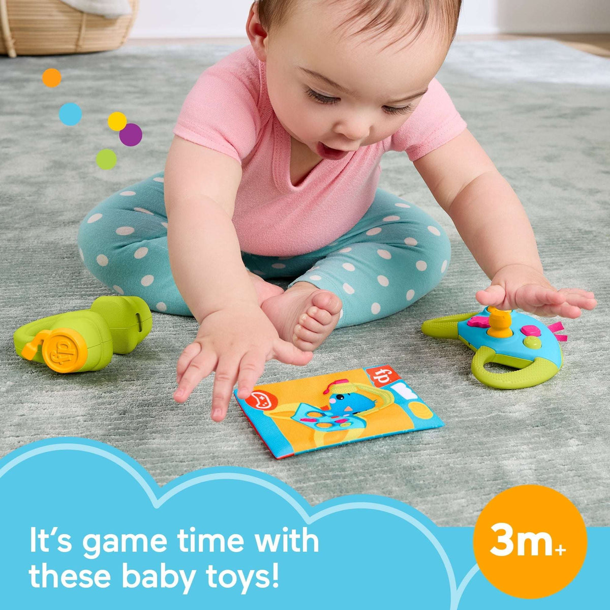 Fisher-Price Level-up Little Gamer Gift Set, 3 Baby Sensory Activity Toys for Newborns
