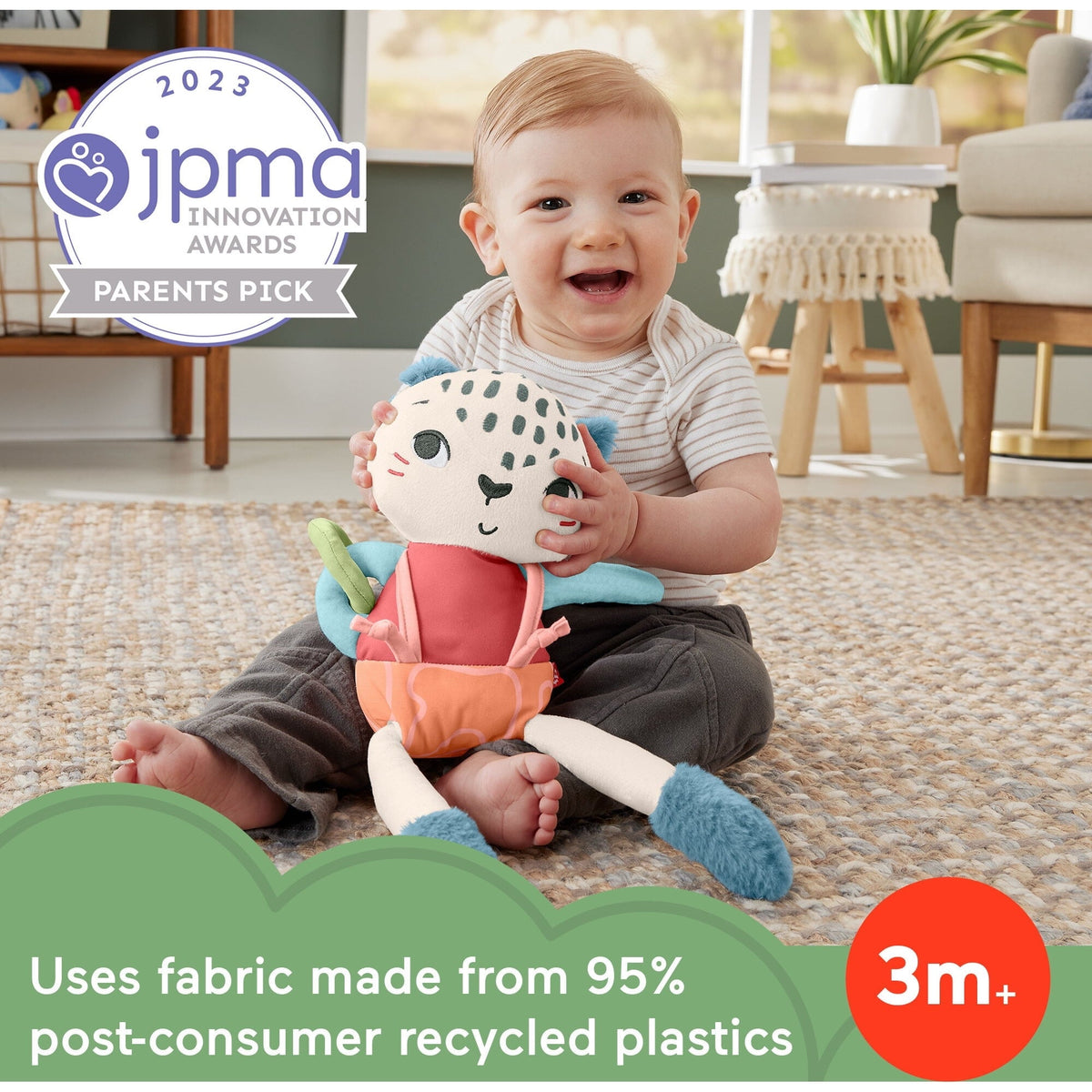 Fisher-Price Planet Friends Spotting Fun Snow Leopard Baby Sensory Toy for Newborns and Infant