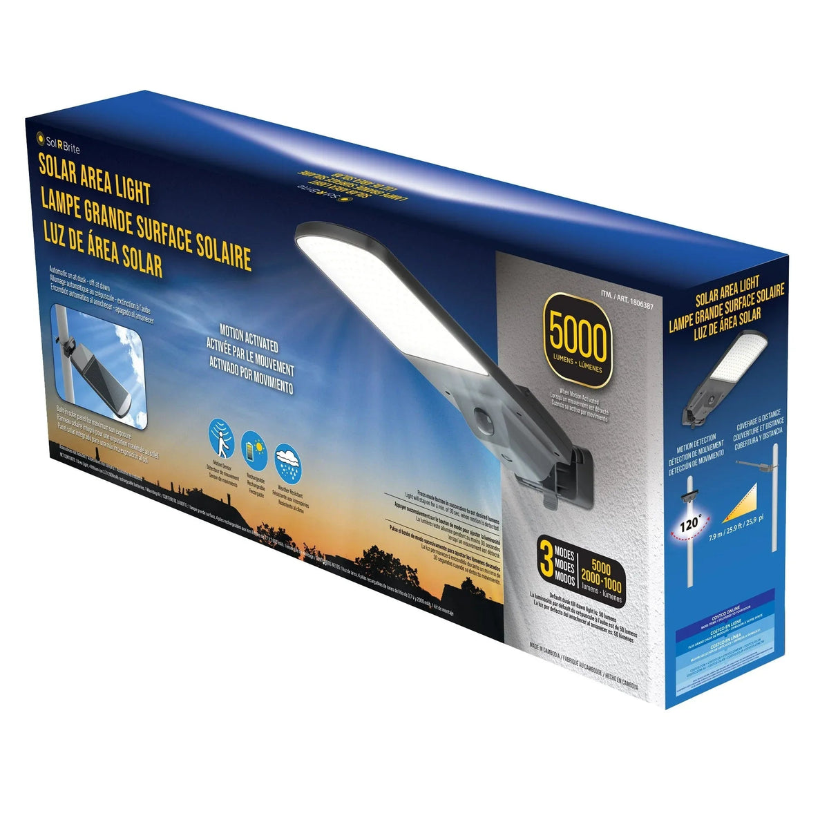 Fresh Source 5000 Lumen Solar Area Light with Motion Sensor