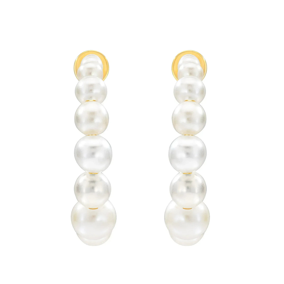 Freshwater Cultured 2.5-6mm Graduated Pearl 14kt Yellow Gold Hoop Earrings