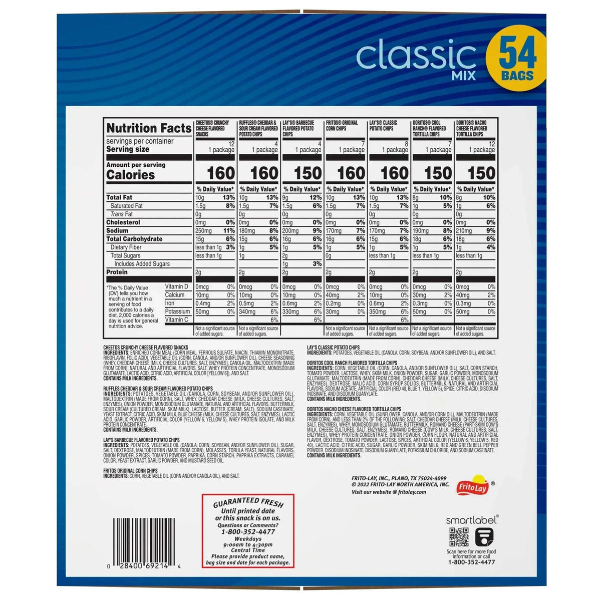 Frito Lay Classic Mix, 1 oz, Variety Pack, 54-count