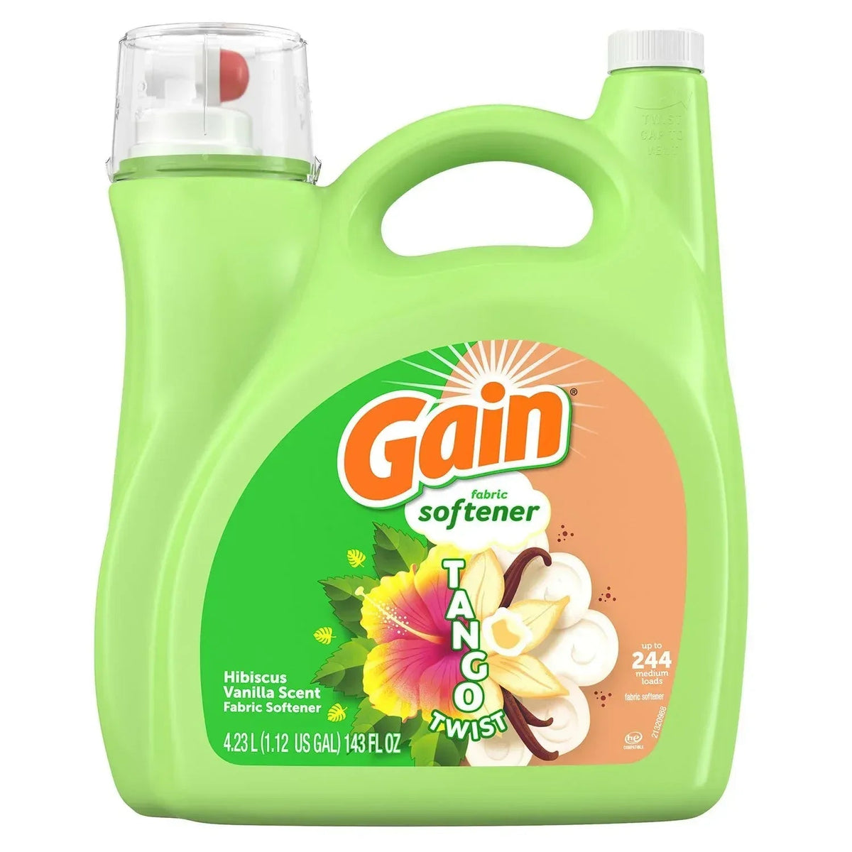 Gain Tango Twist Liquid Fabric Softener, Hibiscus and Vanilla Scent, 244 loads, 143 fl. oz.
