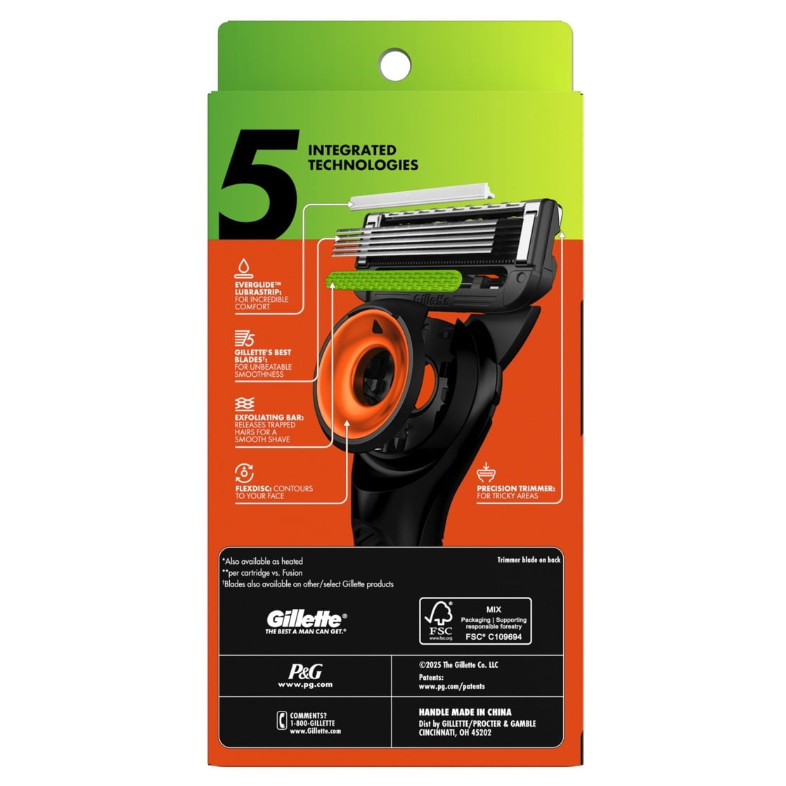 Gillette Labs Official Bengals Licensed Razor for Men, 1 Handle, 1 Blade Refill