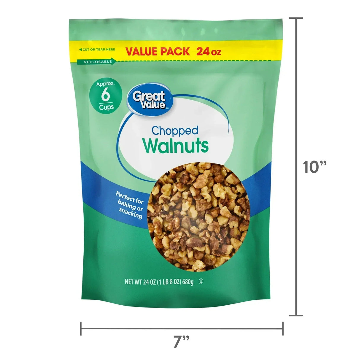 Great Value Chopped Walnuts, 24 oz