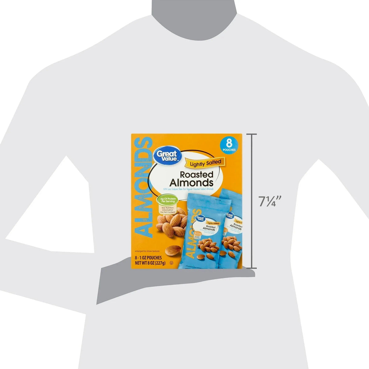 Great Value Lightly Salted Roasted Almonds, 1 oz, 8 Count