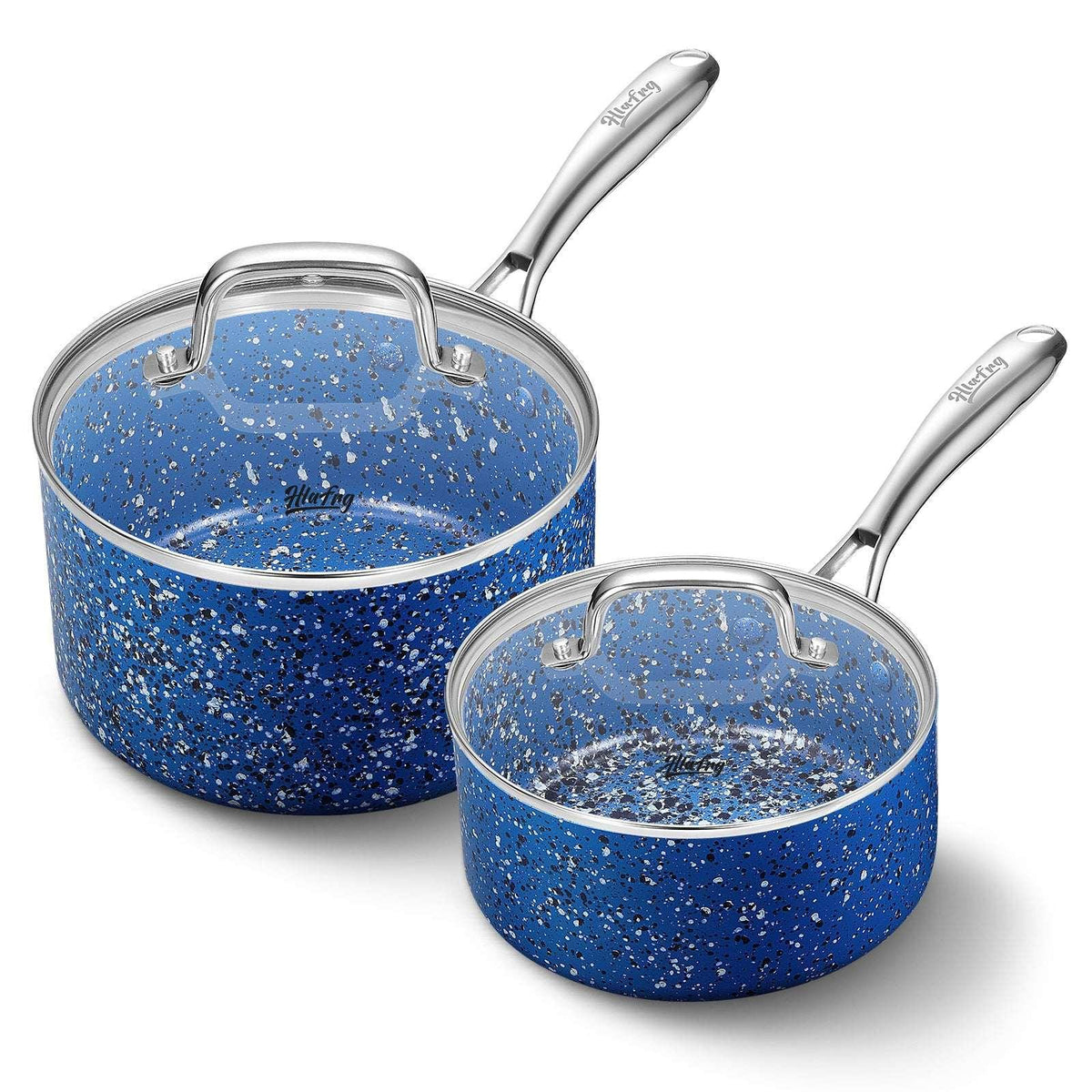 HLAFRG 1 Quart Saucepan with Lid, Ultra Nonstick Sauce Pan with Lid, Granite Nonstick Saucepan 1 quart, Small Sauce Pot, Blue Pot 1 Qt, Small Pot with Lid, Aluminum Sauce Pan 1 Qt