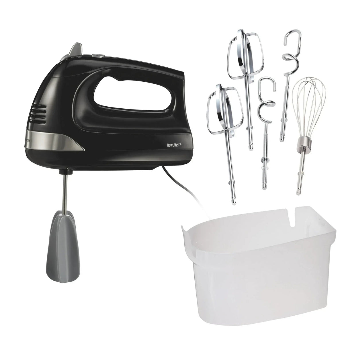 Hamilton Beach 6-Speed Electric Hand Mixer with Easy Clean Beaters, 7 Attachments & Case, Mixer for Kitchen, White