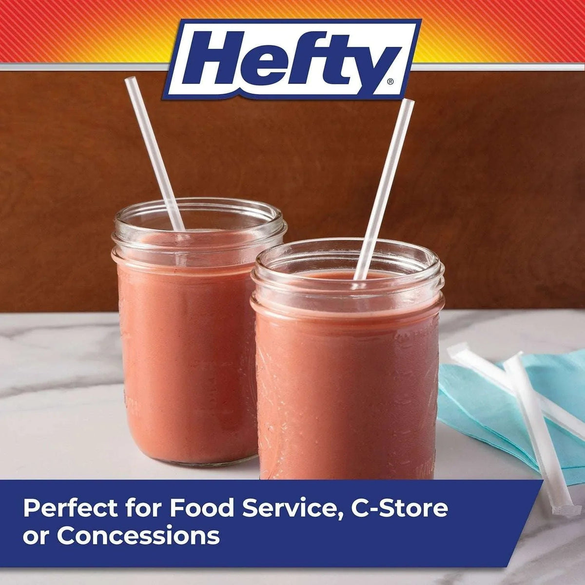 Hefty Jumbo Translucent Wrapped Plastic Straws, 7.75", 3, 000 ct.