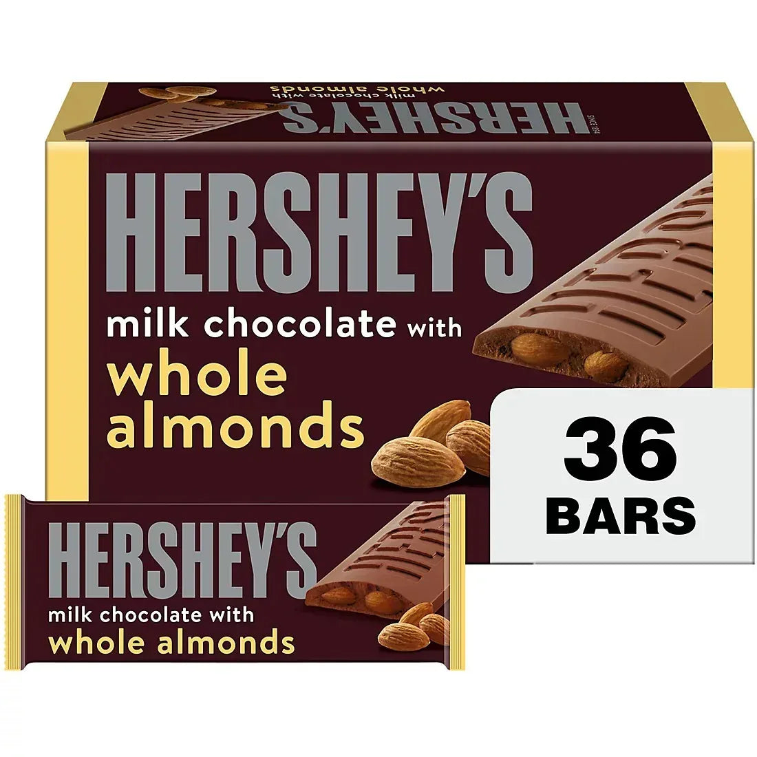 Hershey's Milk Chocolate with Almonds Bars, 36 ct.