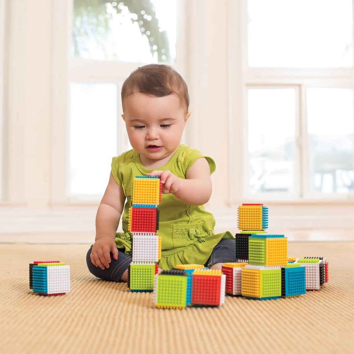 Infantino Press and Stay Stacking and Nesting Toy with Interlocking Design (24 Count)