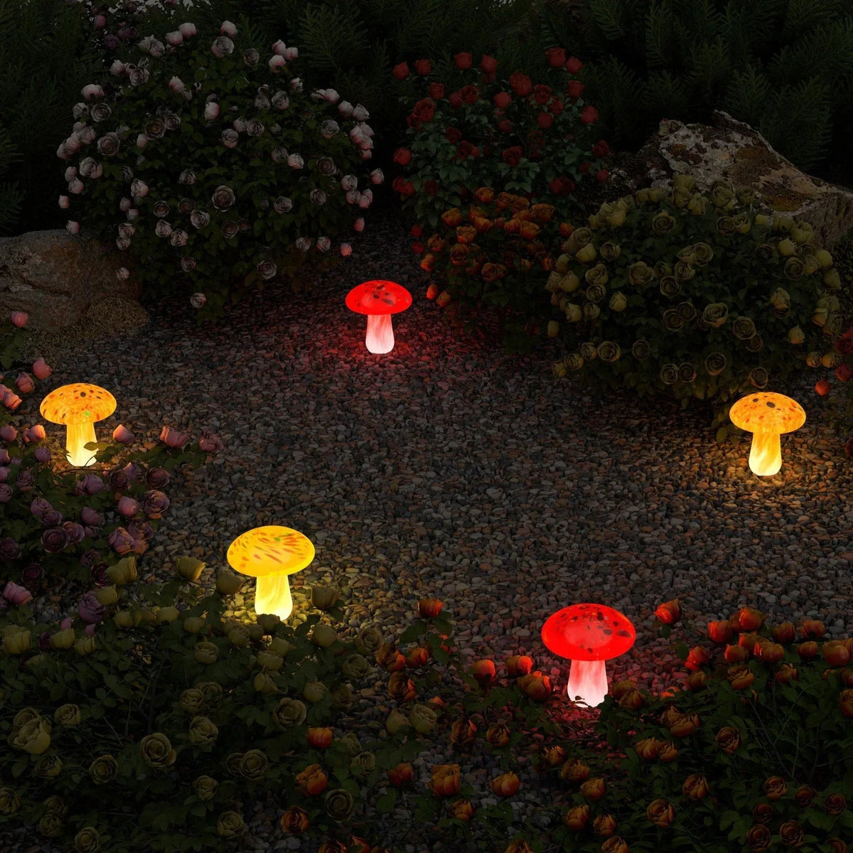 Infinity X1 Glass Solar Mushroom Landscape Lights, 2-pack