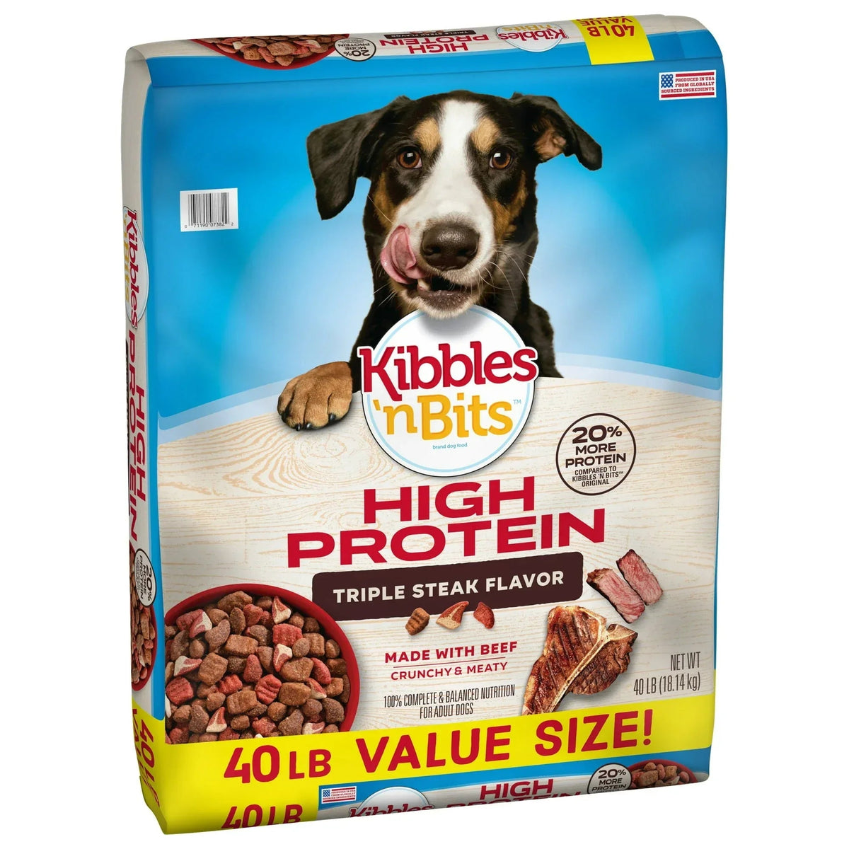 Kibbles 'n Bits Triple Steak Flavor Dry High Protein Dog Food