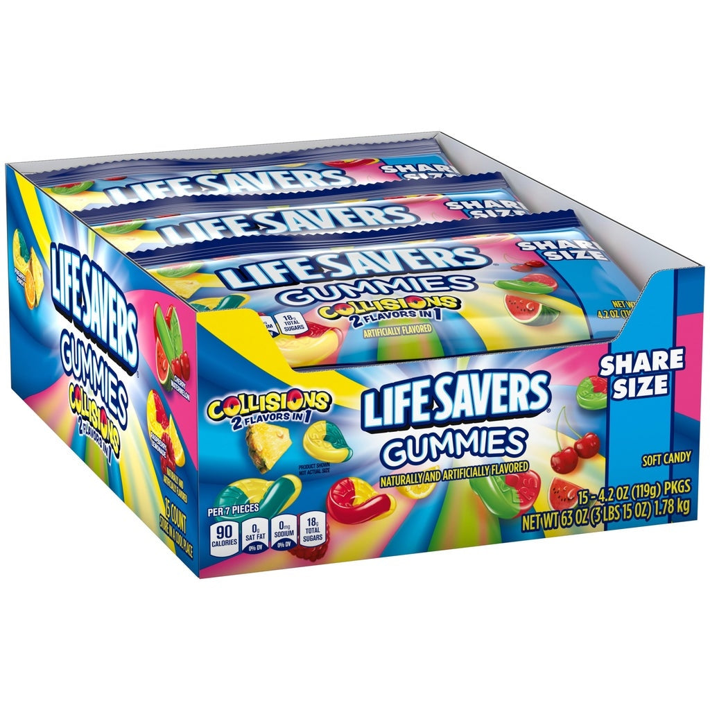 Life Savers Gummy Candy, Collisions, Share Size, 4.2 oz, 15-count