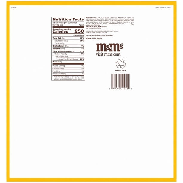 M&M'S Peanut Milk Chocolate Candy, 1.74 oz., 48 pk.
