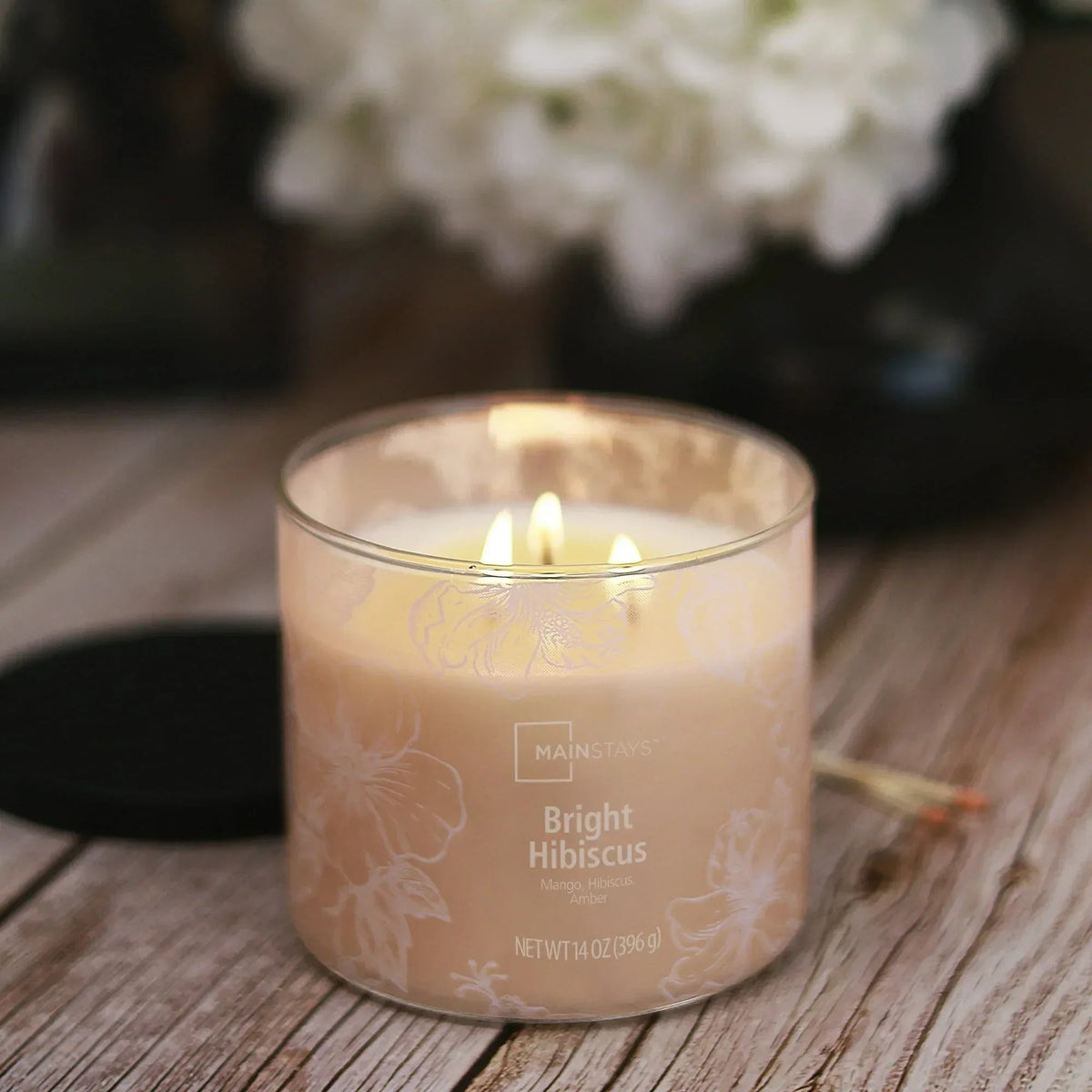 Mainstays 3-Wick Ombre Wrap Bright Hibiscus Scented Candle, 14 oz