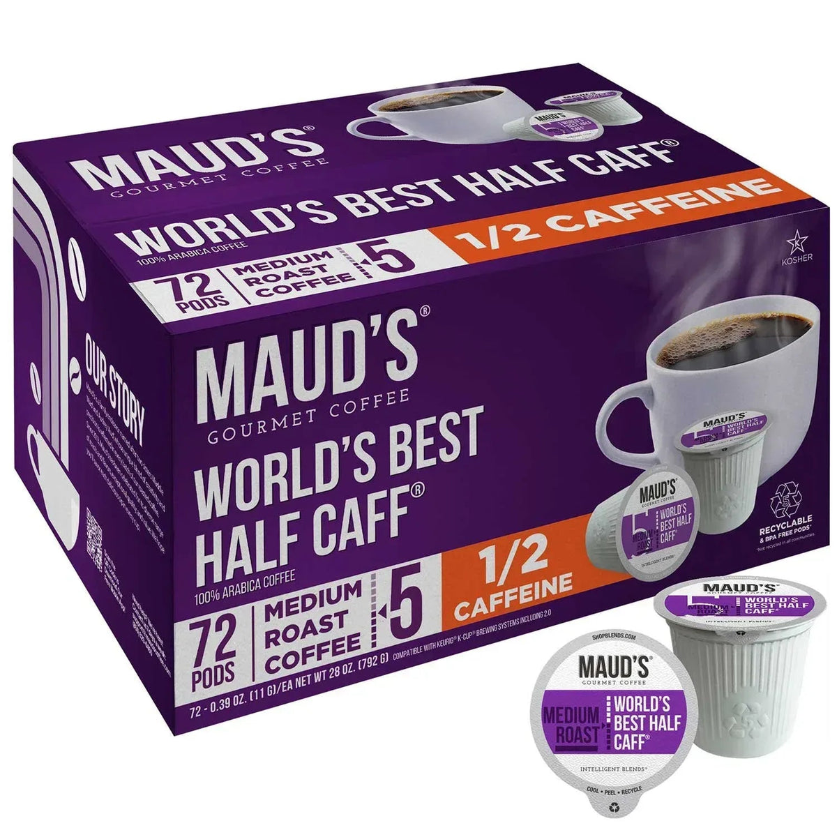 Maud's Half Caff Medium Roast Coffee Pods, 72 ct.
