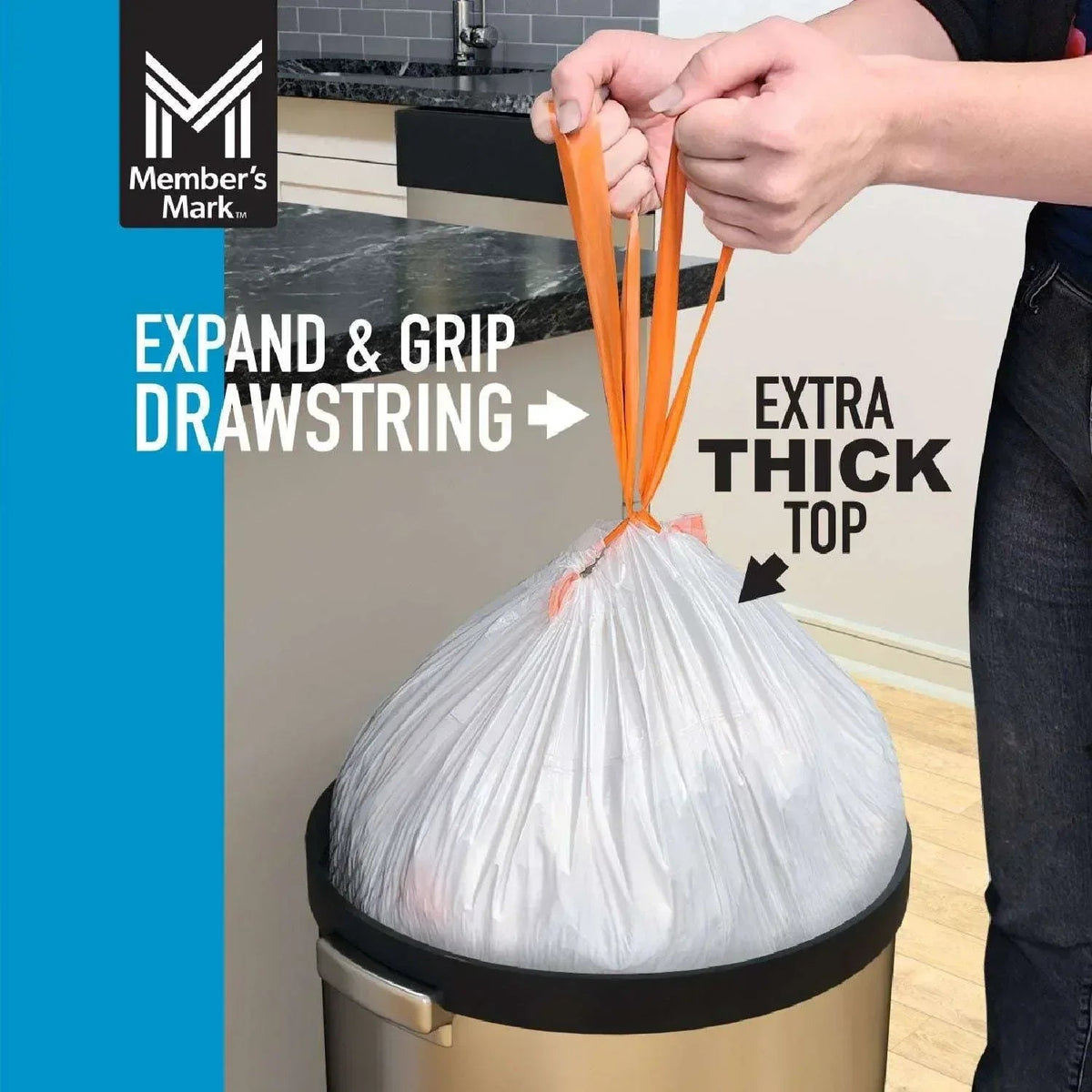 Member's Mark Power Flex 13-Gallon Tall Kitchen Trash Bags, 200 ct.