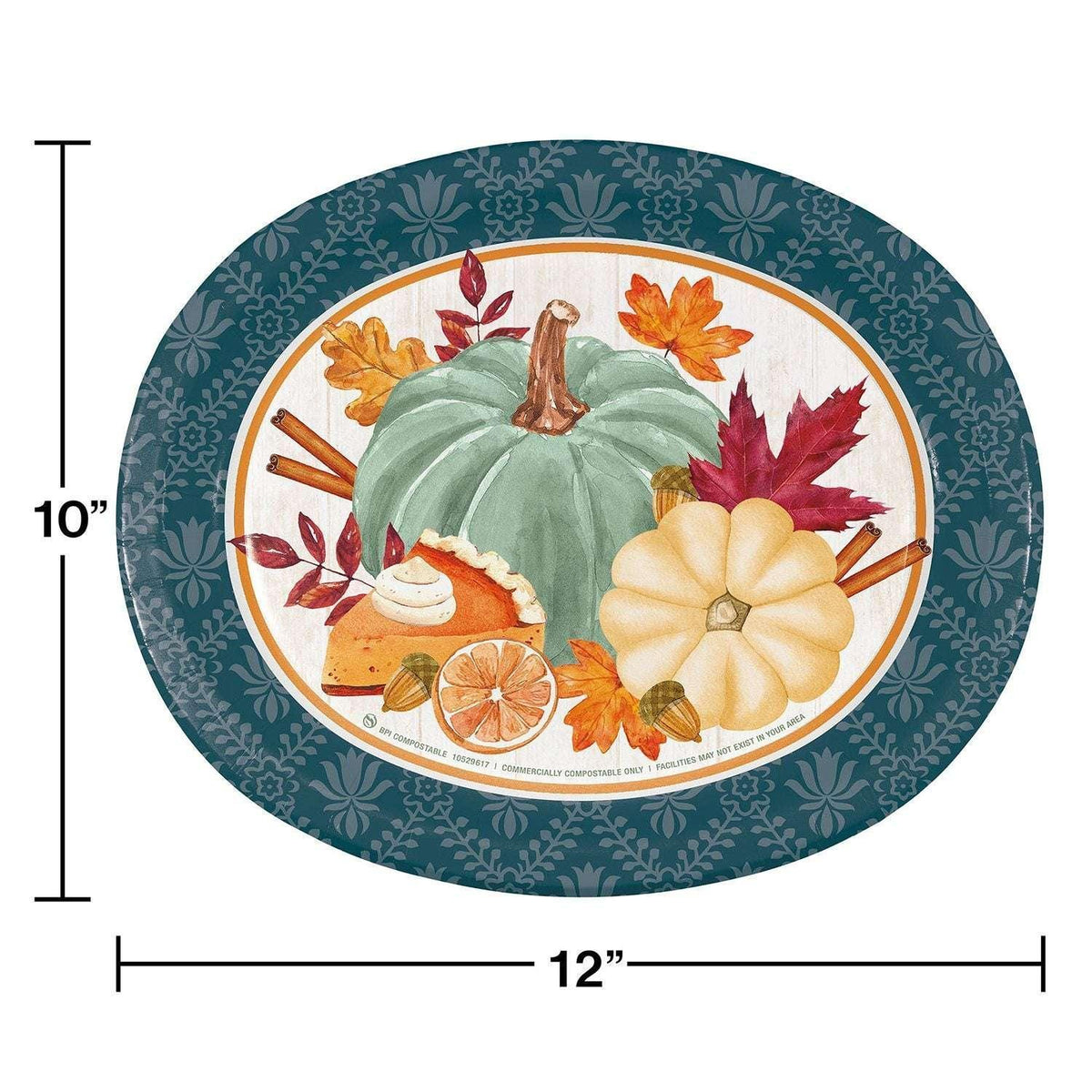 Member’s Mark Thanksgiving Oval Paper Plates, 10" x 12", 50 Count