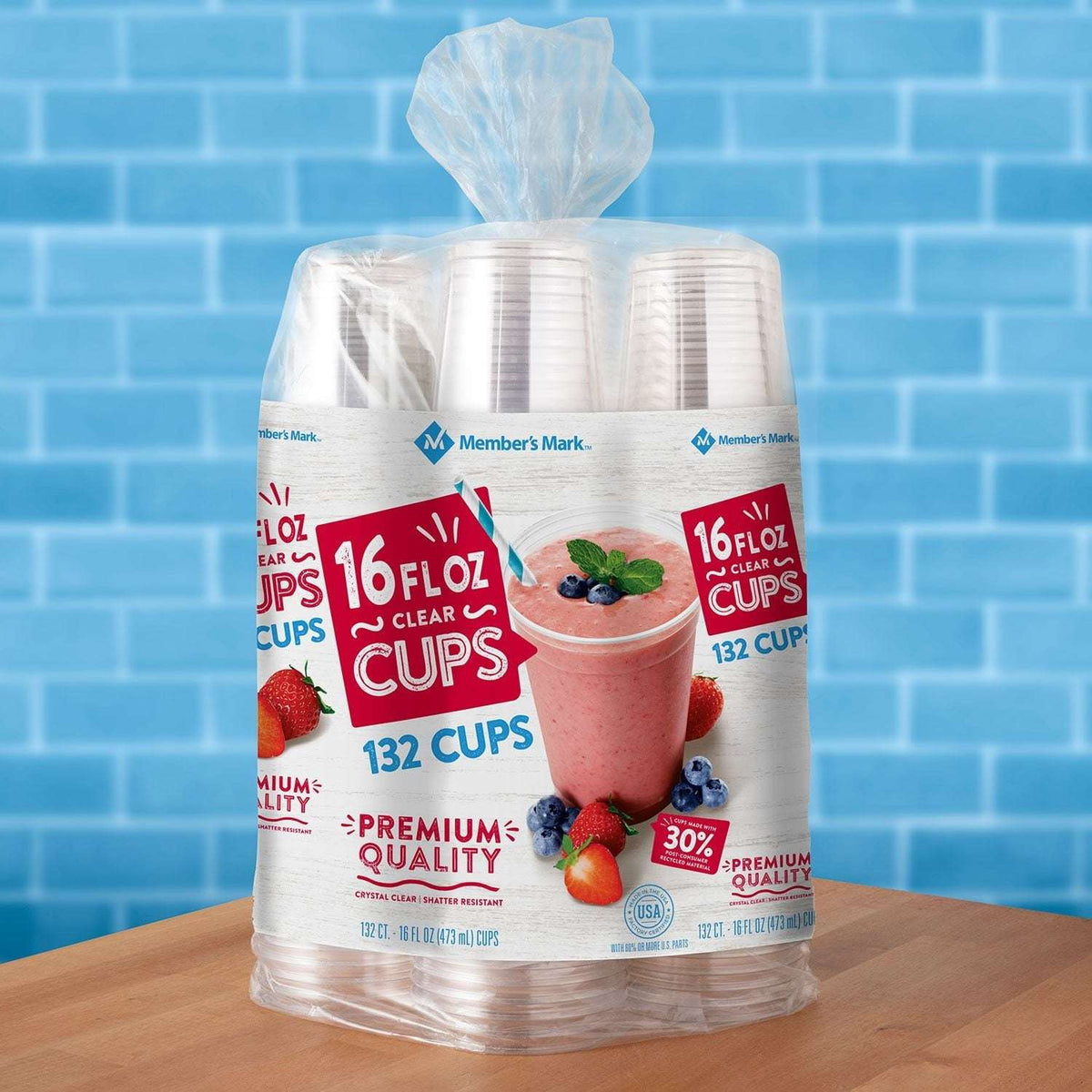 Member's Mark Clear Plastic Cups 16 oz., 132 ct.