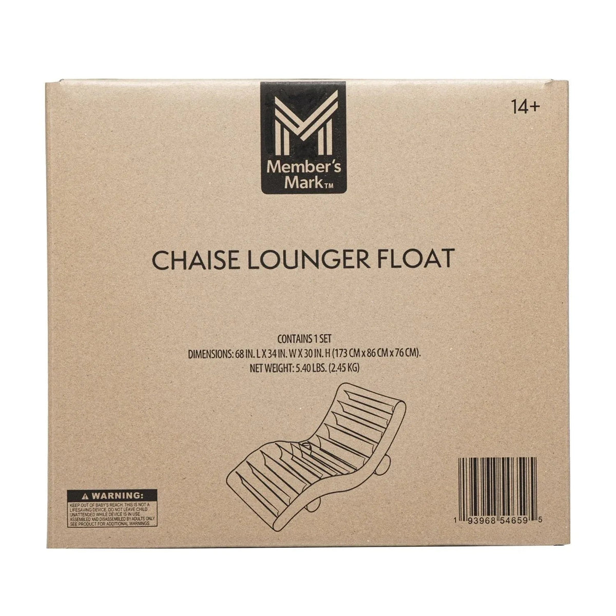 Member's Mark 5.6' Clear Chaise Lounger Float
