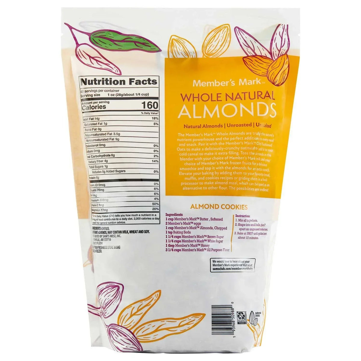 Member's Mark Whole Natural Almonds, 48 oz.