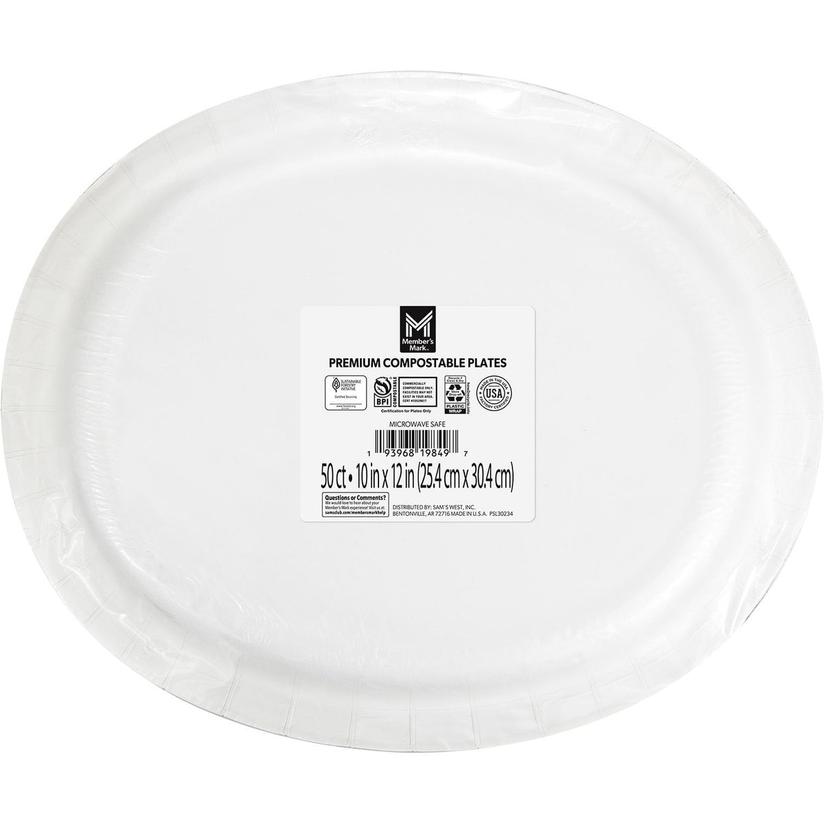 Member's Mark Summer Oval Paper Plates, 10" x 12", 50 ct.