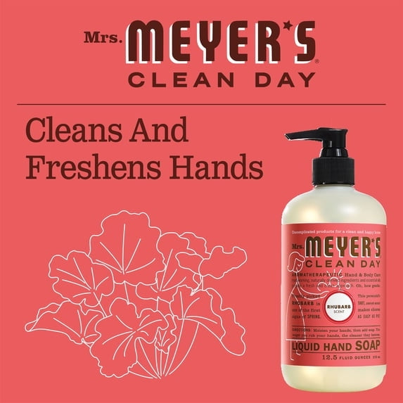 Mrs. Meyer's Clean Day Liquid Hand Soap, Rhubarb Scent, 12.5 Ounce Bottle ( PACK OF 4 )