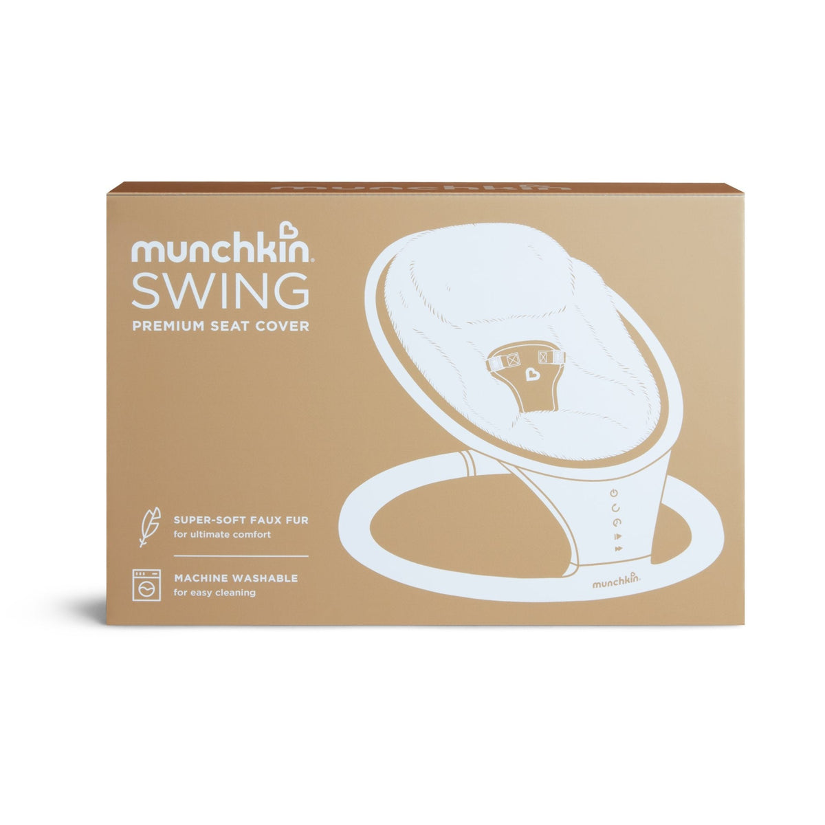 Munchkin® Seat Cover for Infant Baby Swing, Premium Ultra-Soft Faux Fur, White, Unisex
