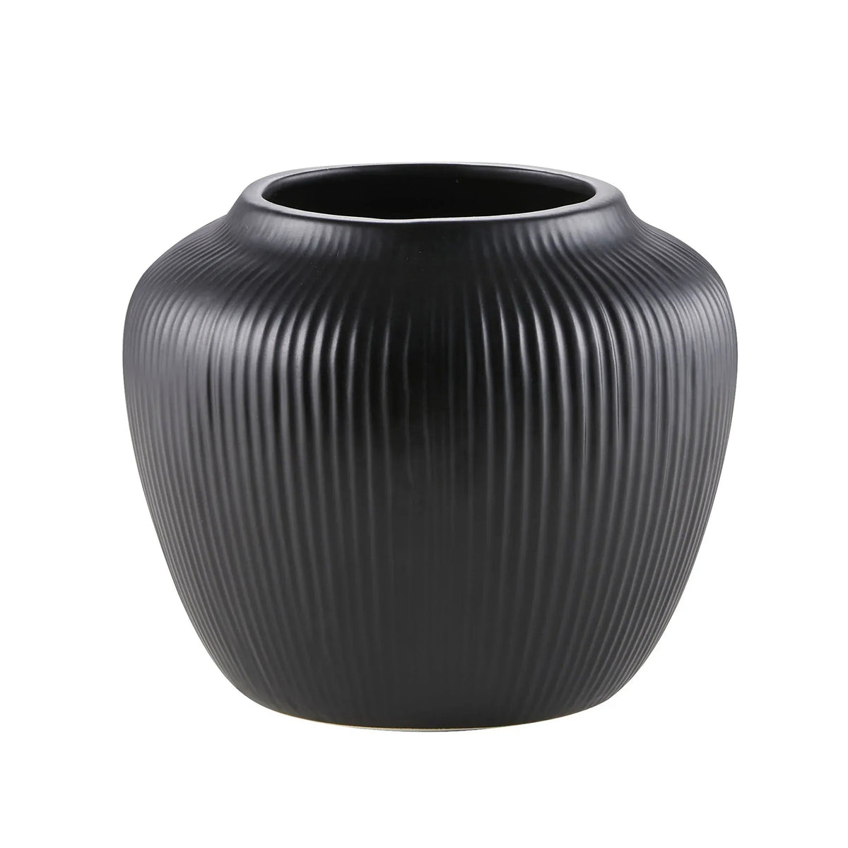 My Texas House 5" White Distressed Stripe Round Stoneware Vase