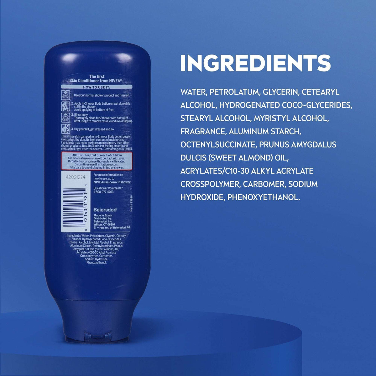 NIVEA Nourishing In Shower Lotion for Very Dry Skin, 24-Hour Body Moisturizer, 13.5 fl oz