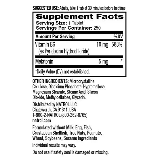 Natrol Melatonin Time Release 5 mg., 250 Tablets