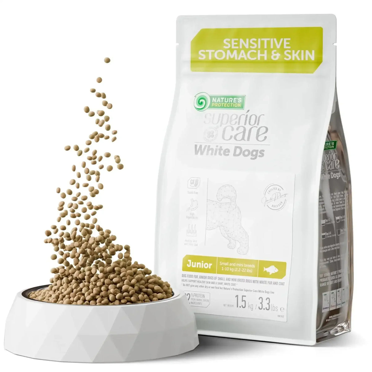Nature's Protection Superior Care Grain Free White Fish Dry Dog Food, Small Breed Puppy, 22 lb Bag