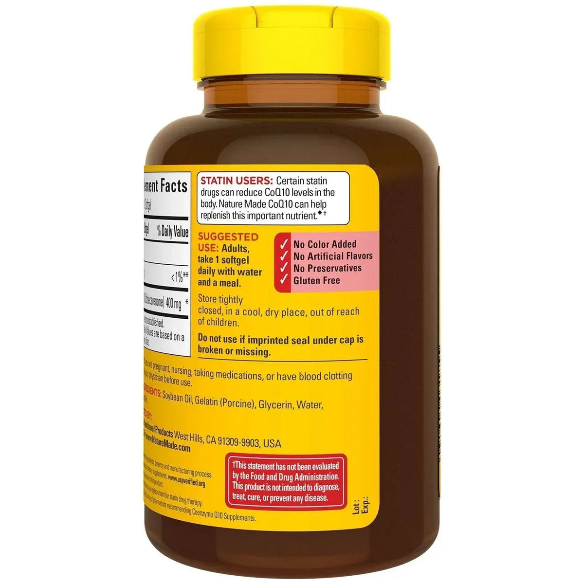 Nature Made CoQ10 400 mg Dietary Supplement Softgels, 90 Count